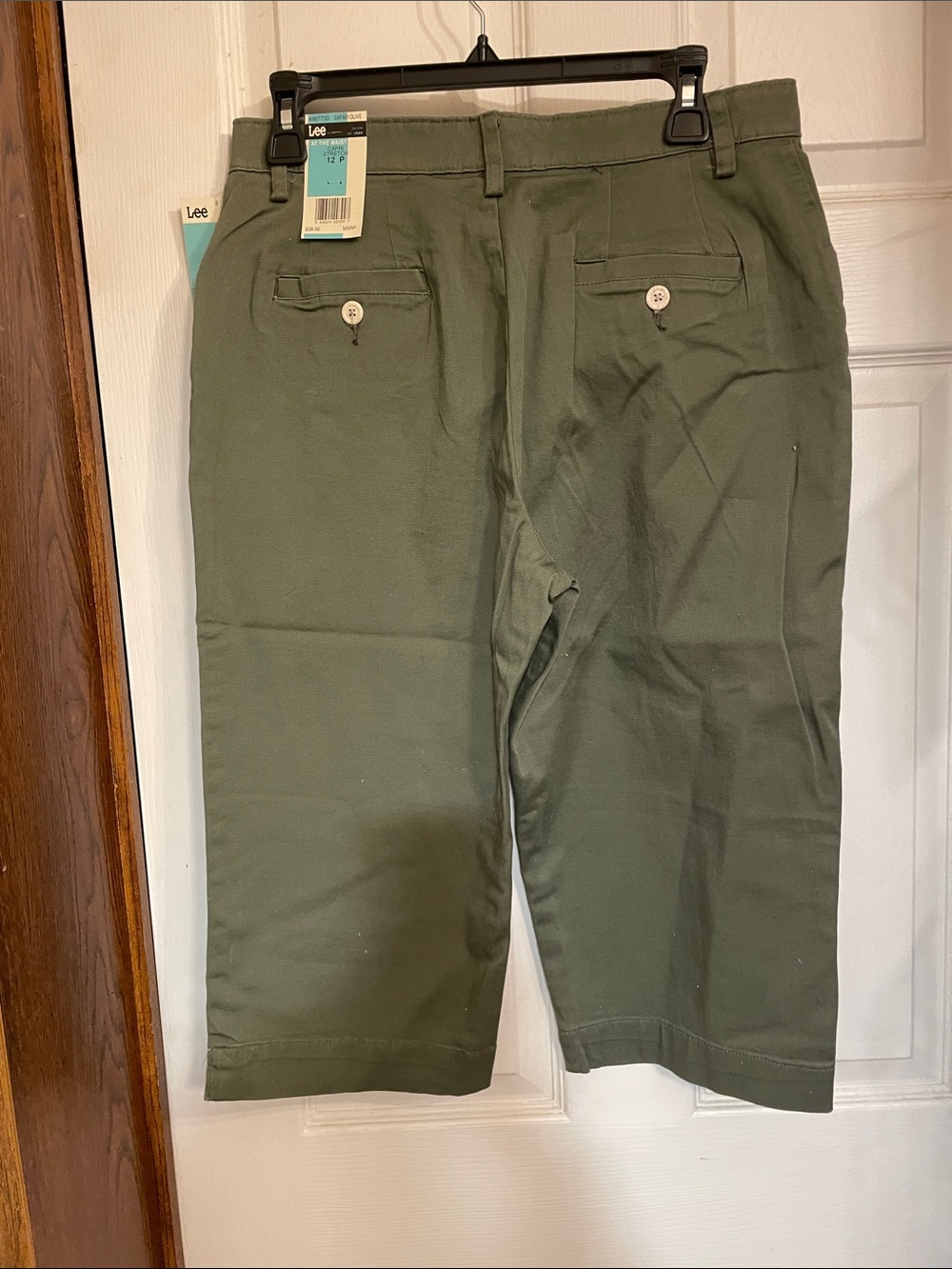 Lee Olive Green womens Chino Crop Pants - Picture 5 of 5